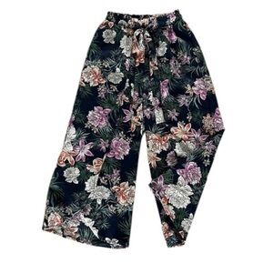 Bonded size medium floral wrap around wide leg pants